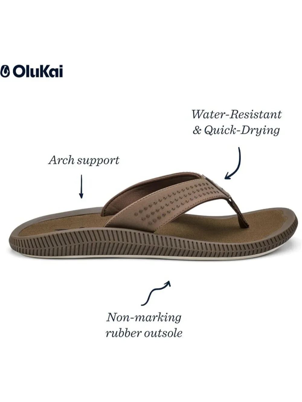 Men's Mustang 1 Synthetic Beach Sandals Water Resistant Flip Flops Comfort Fit